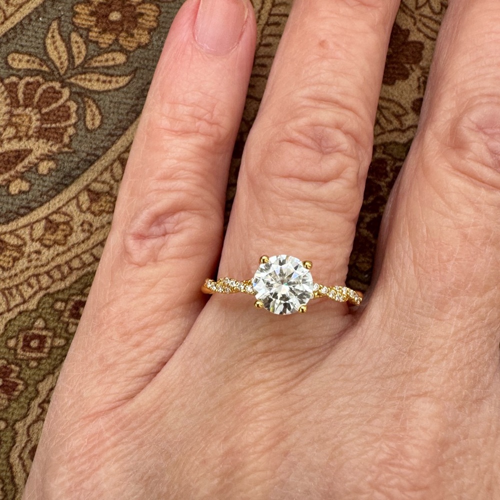 Elegant Moissanite Gold Over Silver Women's Ring